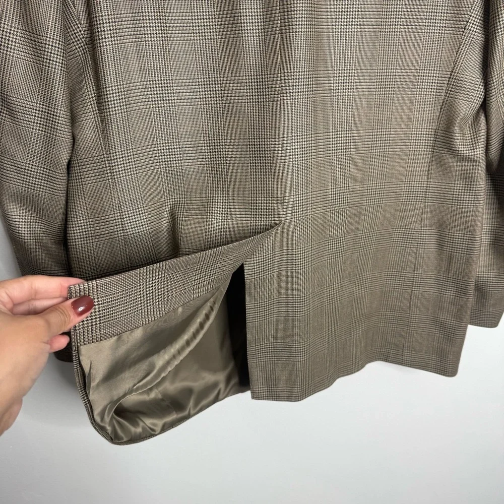 Lauren Ralph Lauren Men's 42 Long Silk Wool Glen Check Sport Coat Tan‎ Brown